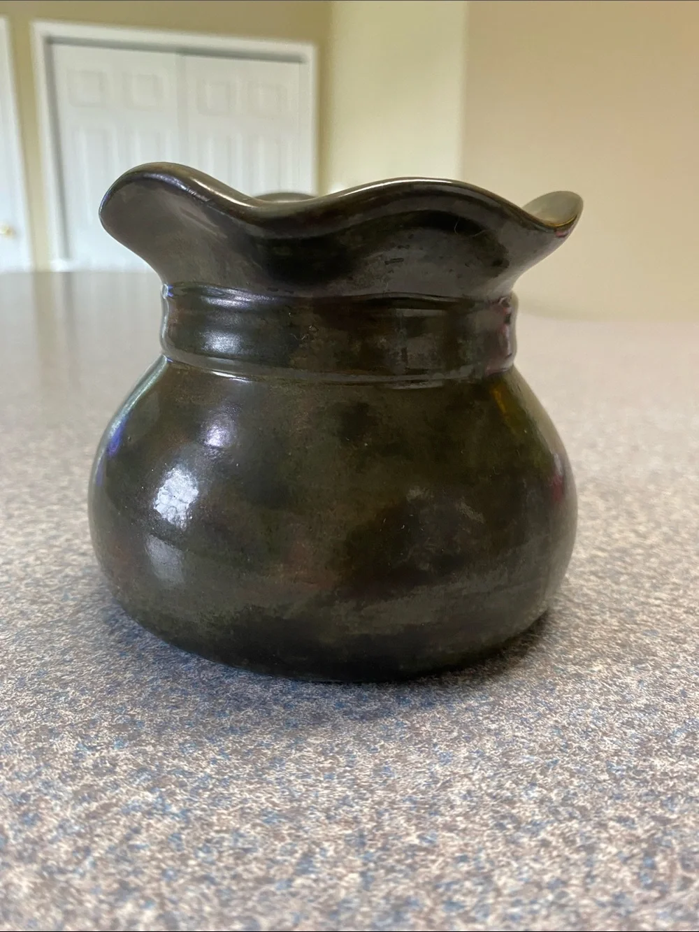 Hand Crafted Olive Green Ceramic Accent Vase